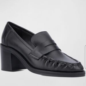 $595 NEW AQUATALIA Josette Black Leather Penny Loafer heels women size 9.5
